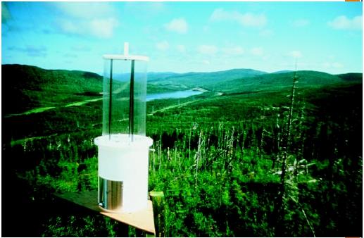 An acid rain monitor, monitoring in a high elevation in forest. (U.S. EPA.)