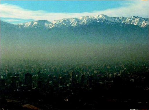 A thick cloud of smog covering Santiago, Chile. (AP/Wide World Photos. Reproduced by permission.)